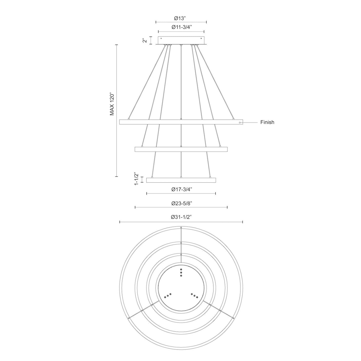 Cerchio 32-in 3 Layer Up/Down Chandelier