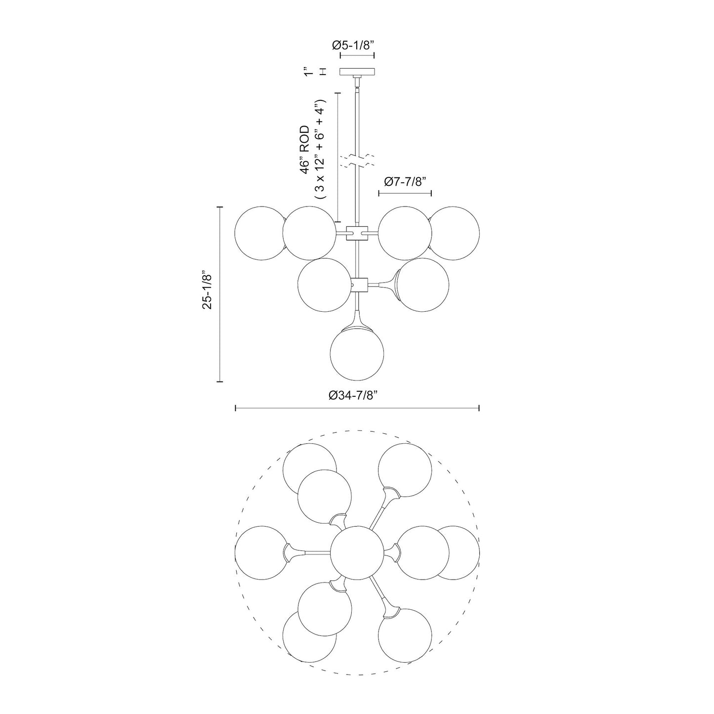 Nouveau 35-in Chandelier