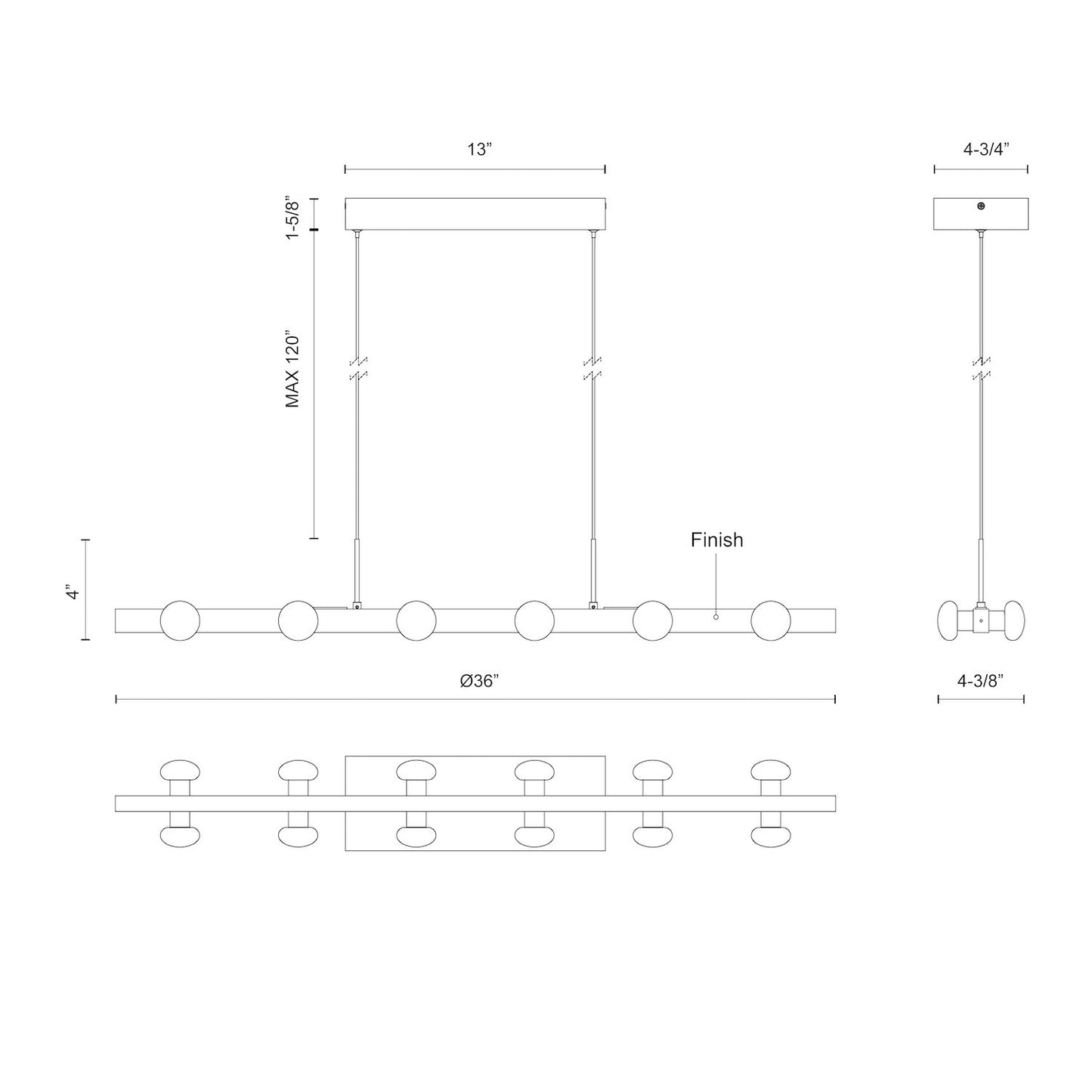 Rezz 36-in Linear Pendant