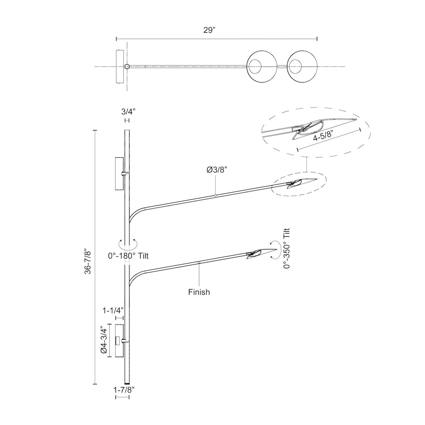 Rotaire 2 Head Wall Sconce