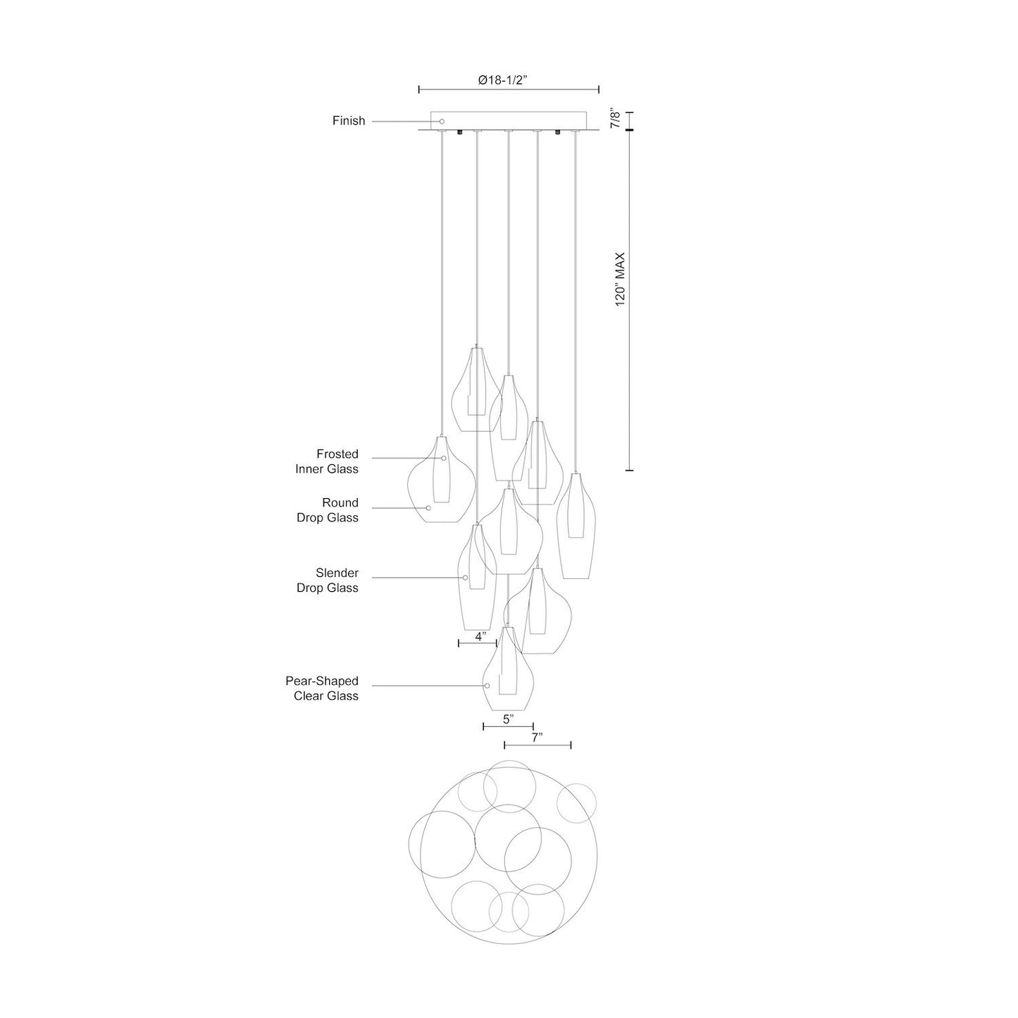 Victoria 9 Head Multi Pendant