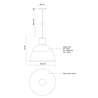 Irving 16-in Pendant