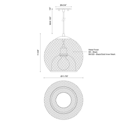 Gibraltar 12-in Pendant