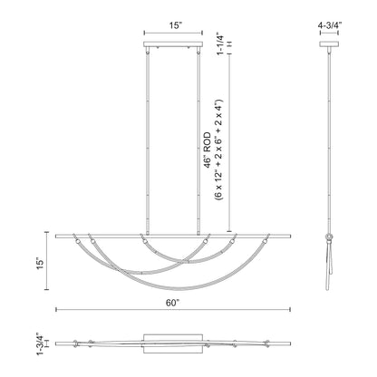 Aryas 60-in Linear Pendant