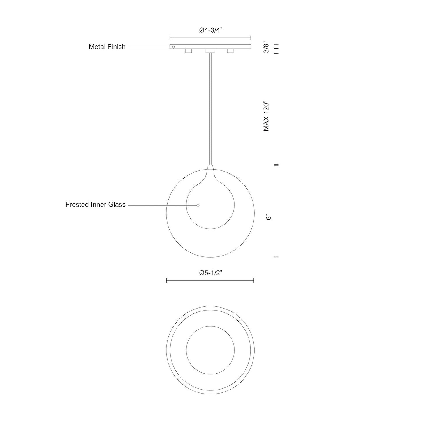 Bolla 6-in Pendant