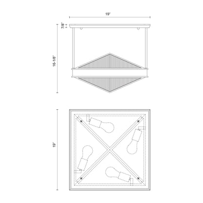 Cairo 19-in Semi-Flush Mount