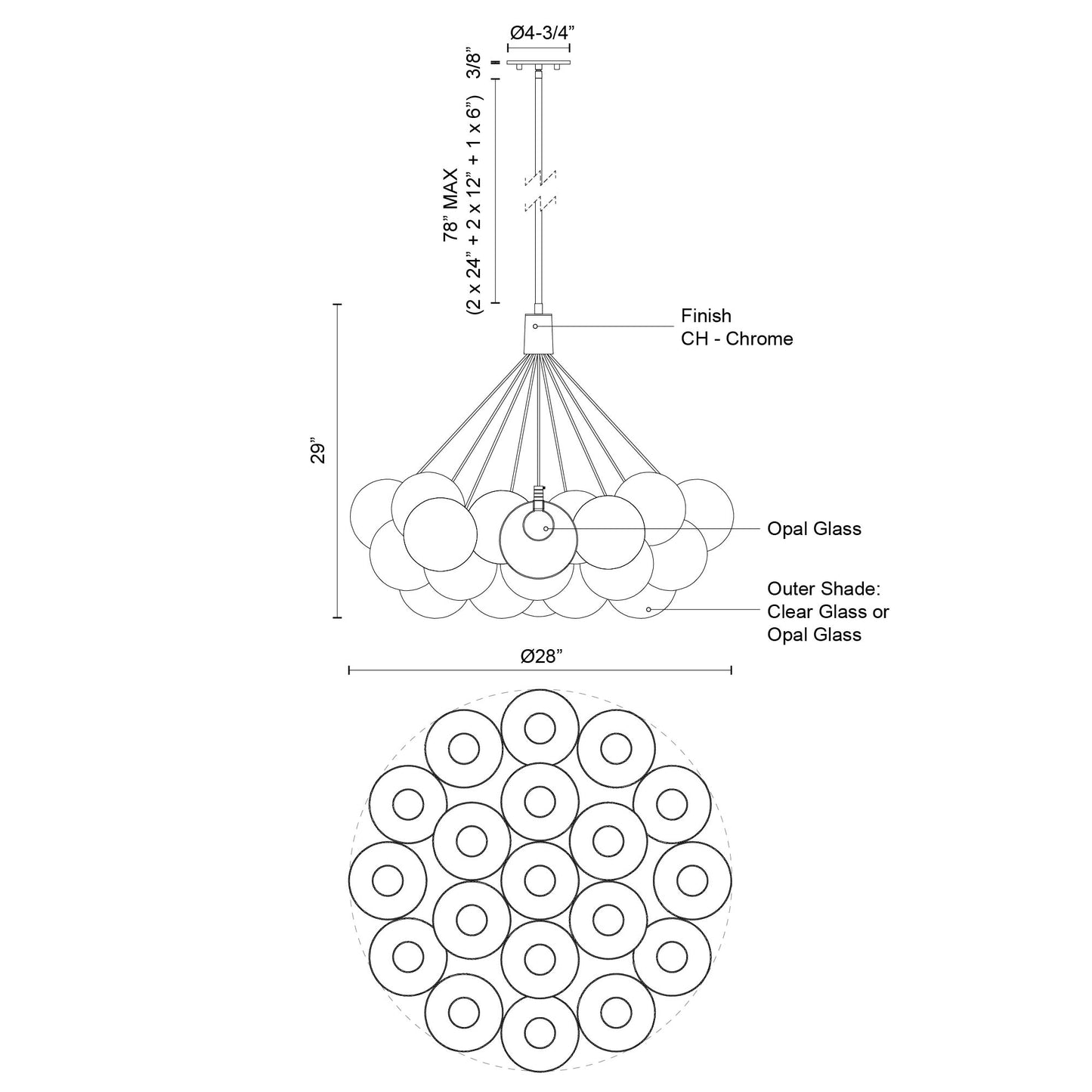 Bolla 28-in Chandelier