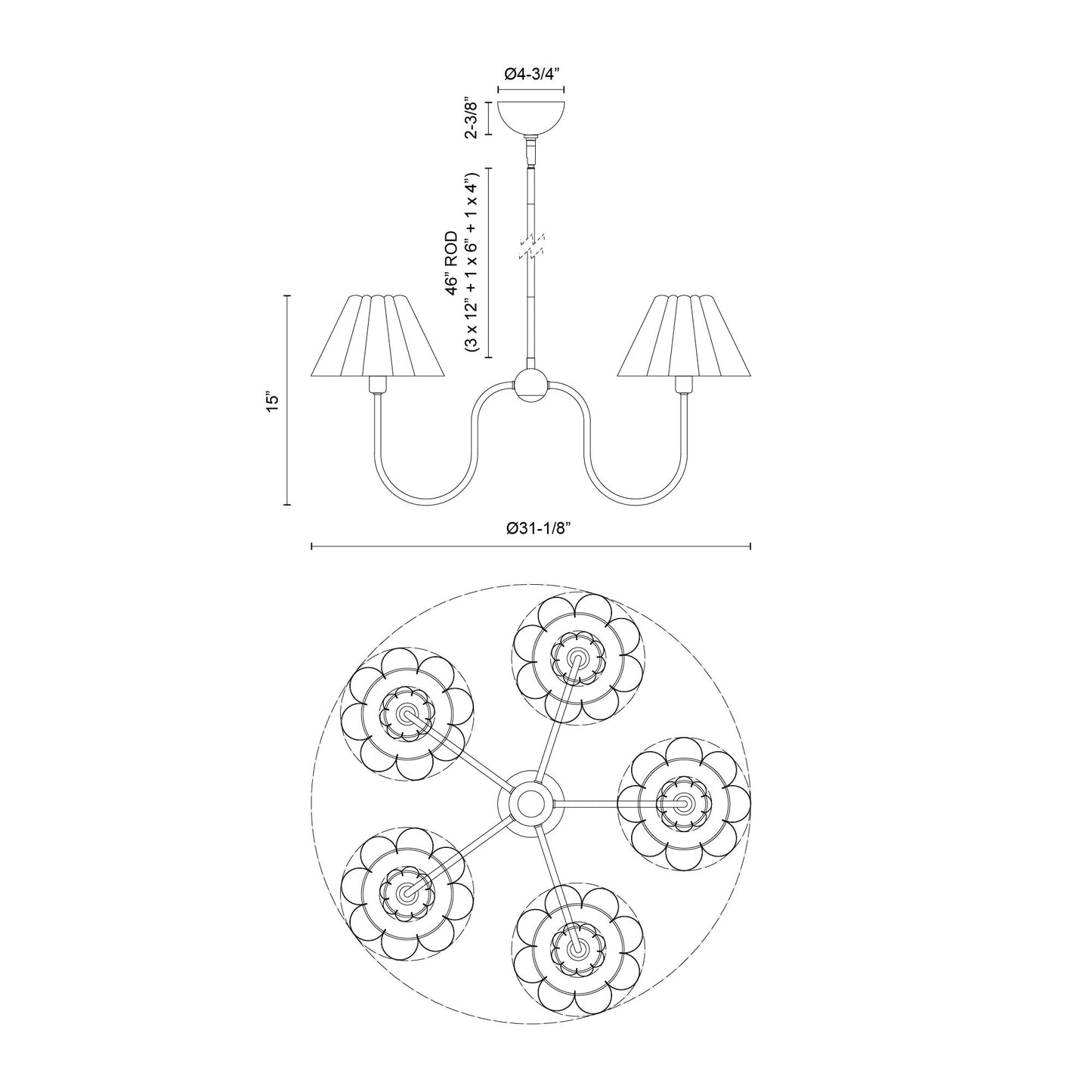 Rosemary 31-in Chandelier