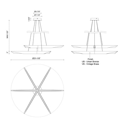 Tachi 42-in Chandelier