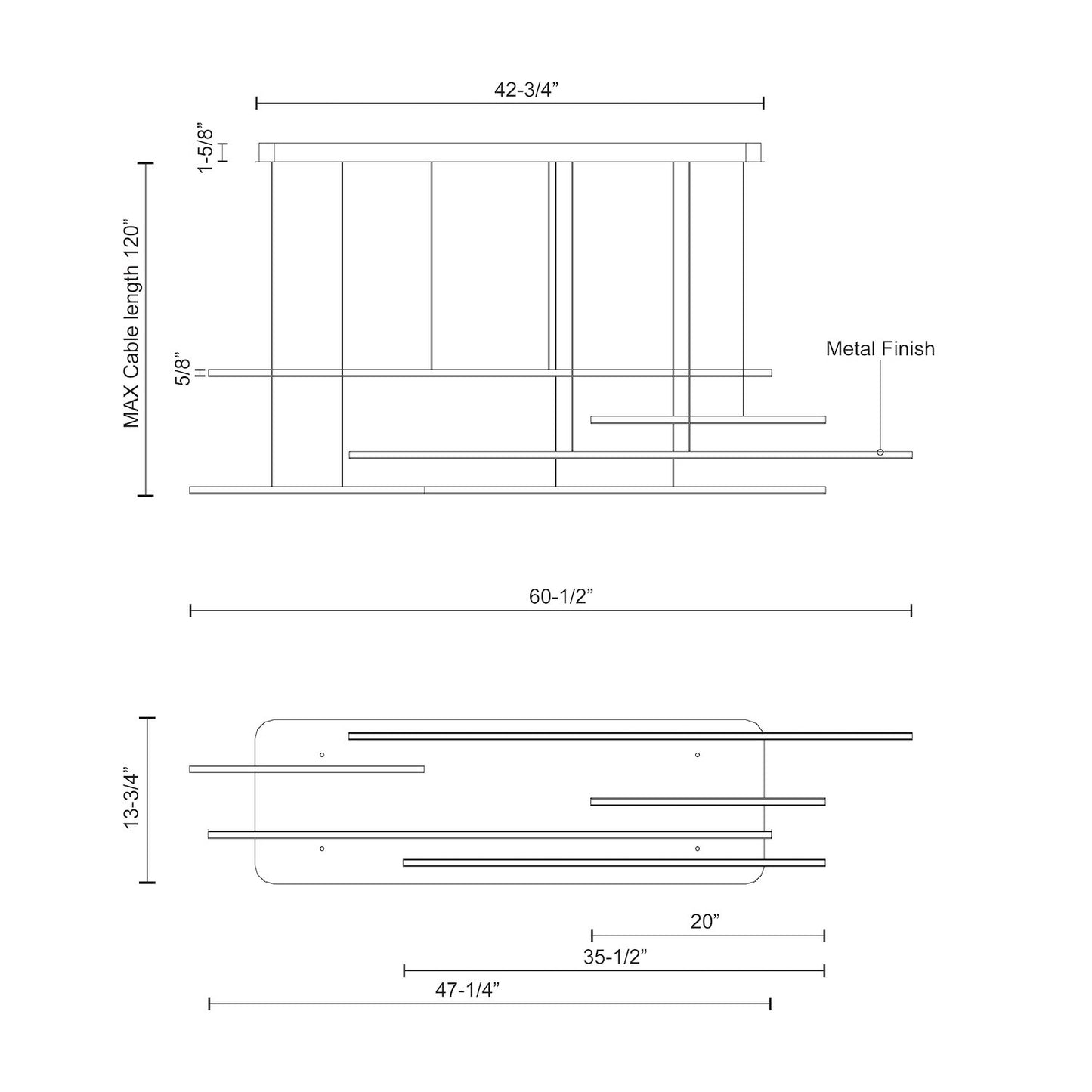 Chute Motion 60-in Multi Pendant