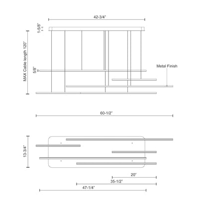 Chute Motion 60-in Multi Pendant