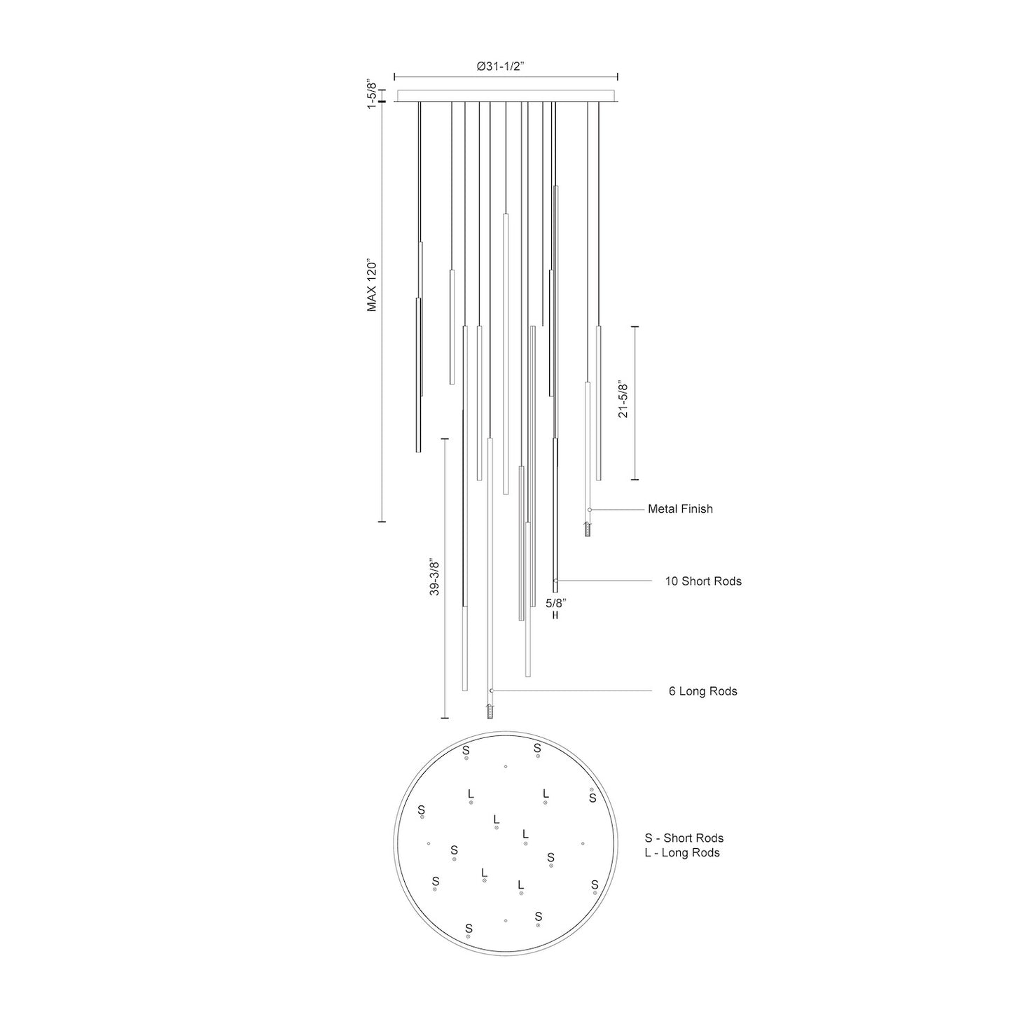 Chute 16 Head Multi Pendant