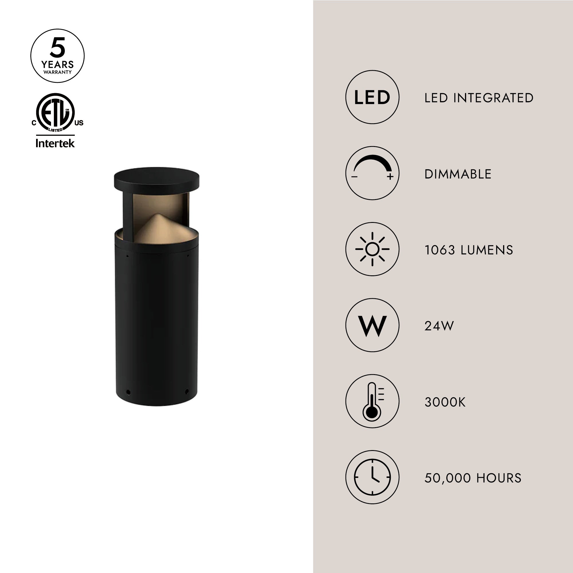 Dover 17-in Exterior Bollard – Kuzco Lighting