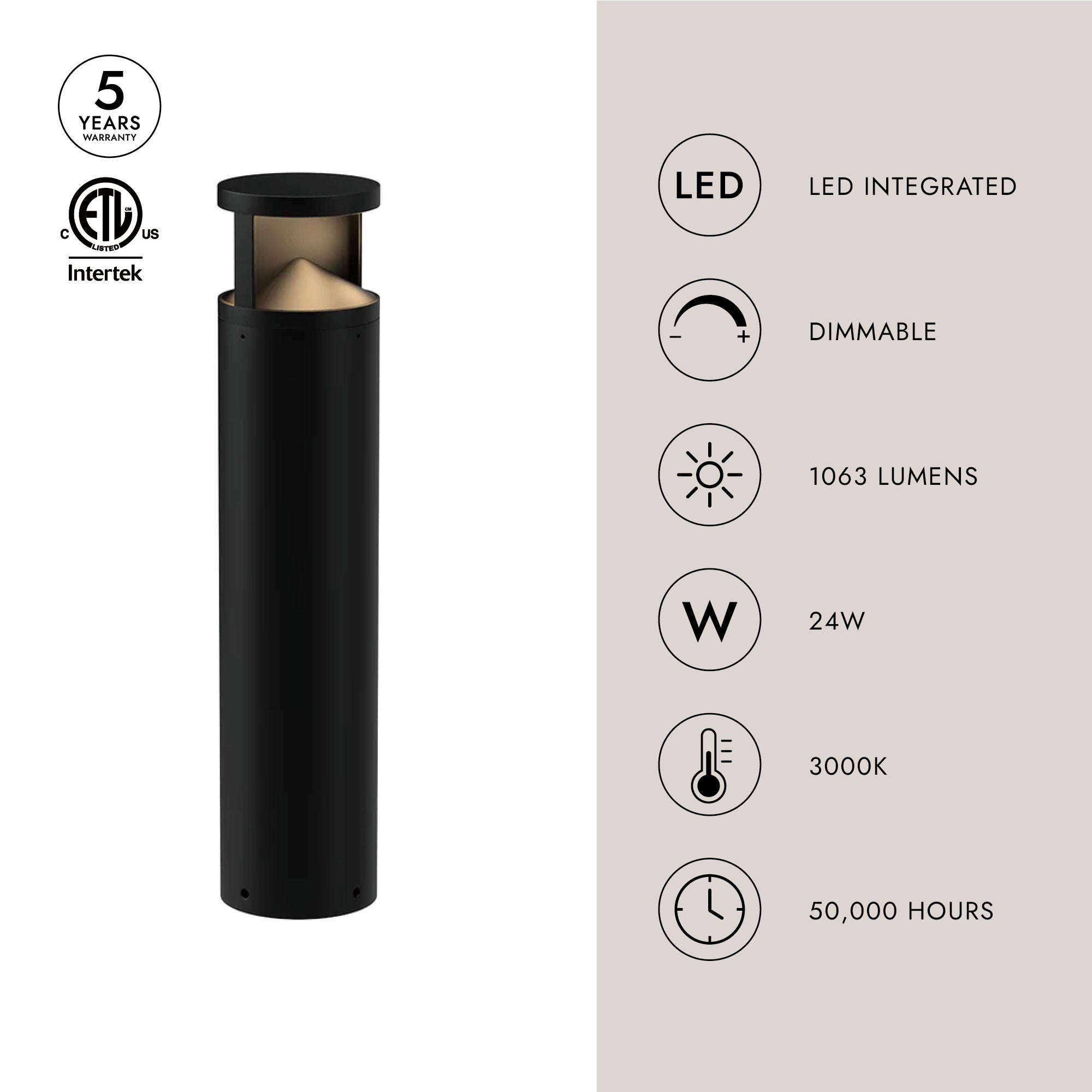 Dover 29-in Exterior Bollard – Kuzco Lighting
