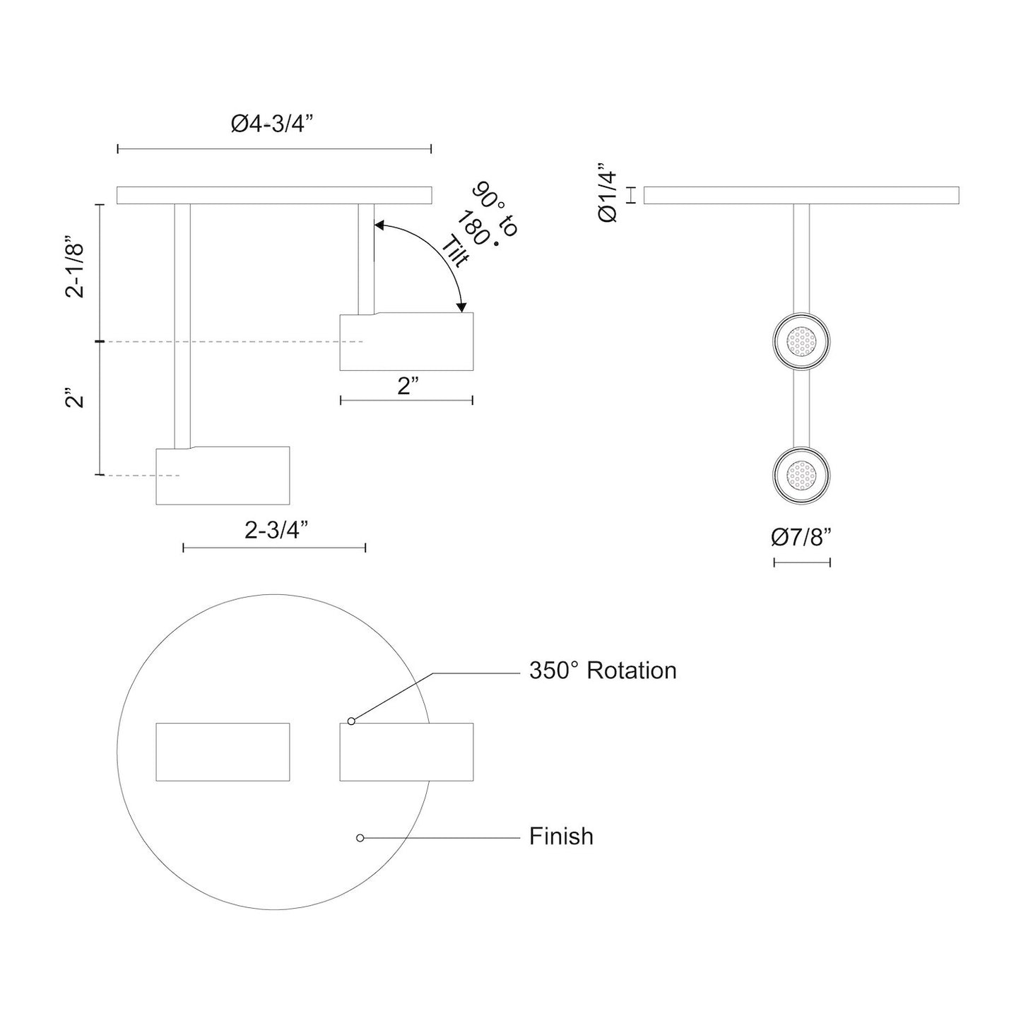 Downey 2-in Semi-Flush Mount