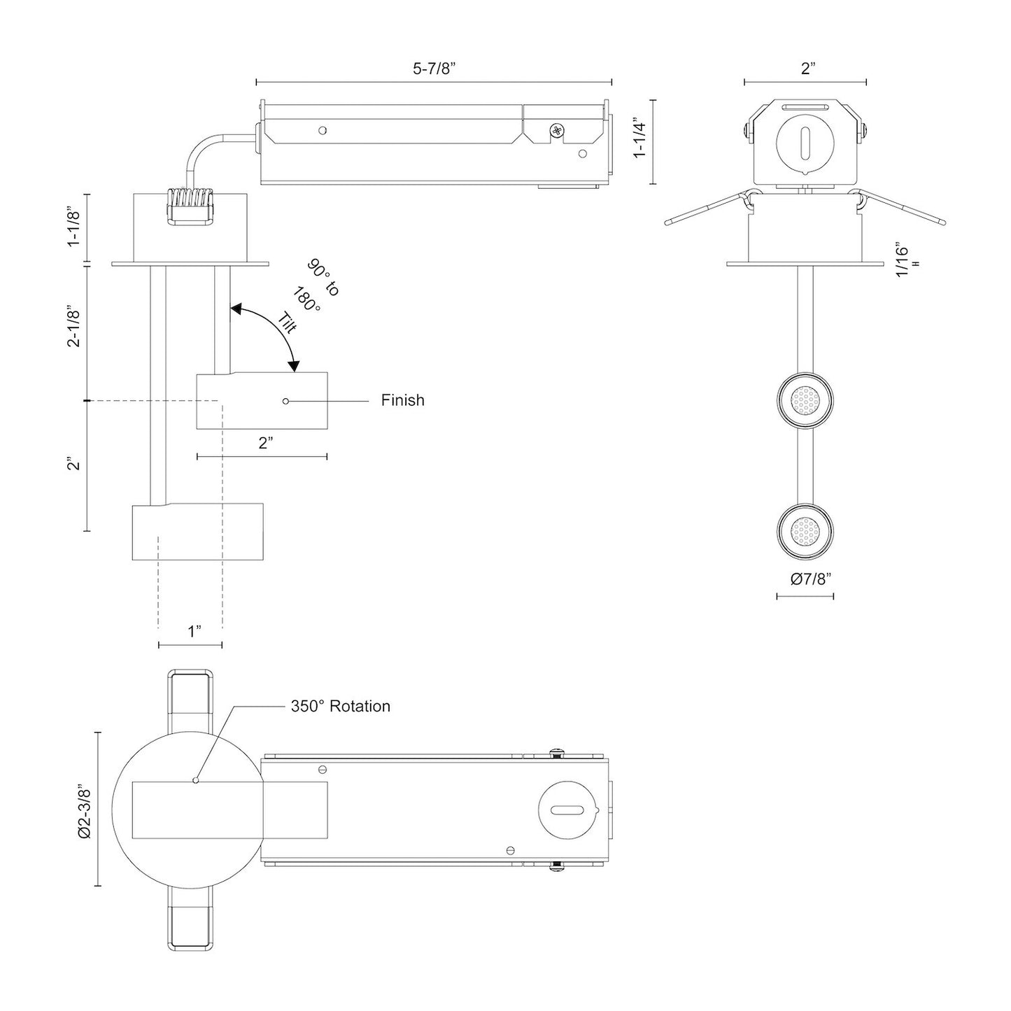 Downey 2-in Semi-Flush Mount