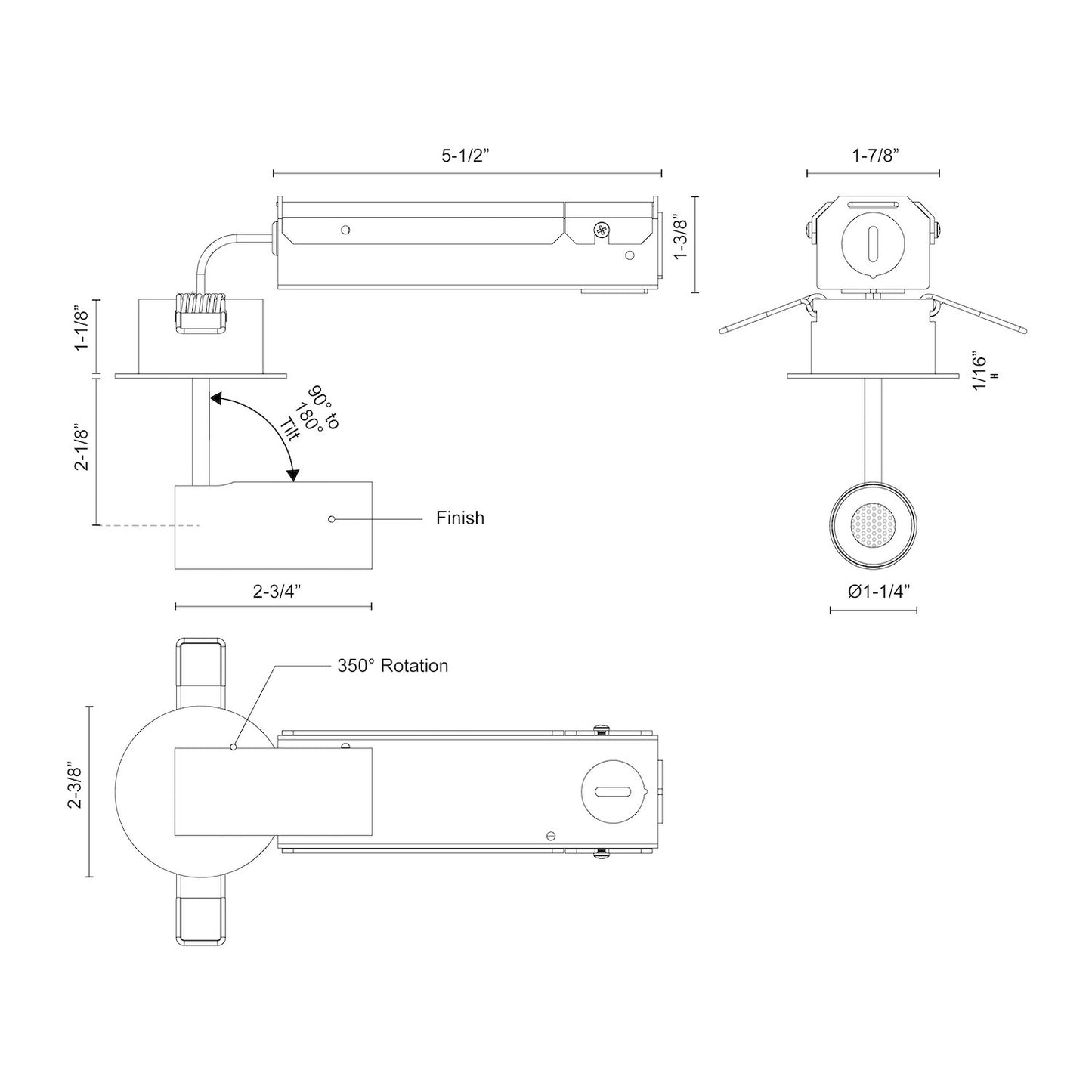 Downey 2-in Semi-Flush Mount