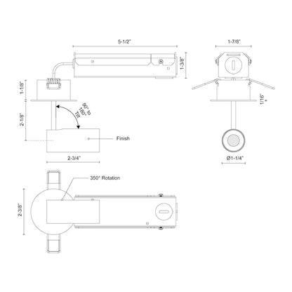 Downey 2-in Semi-Flush Mount