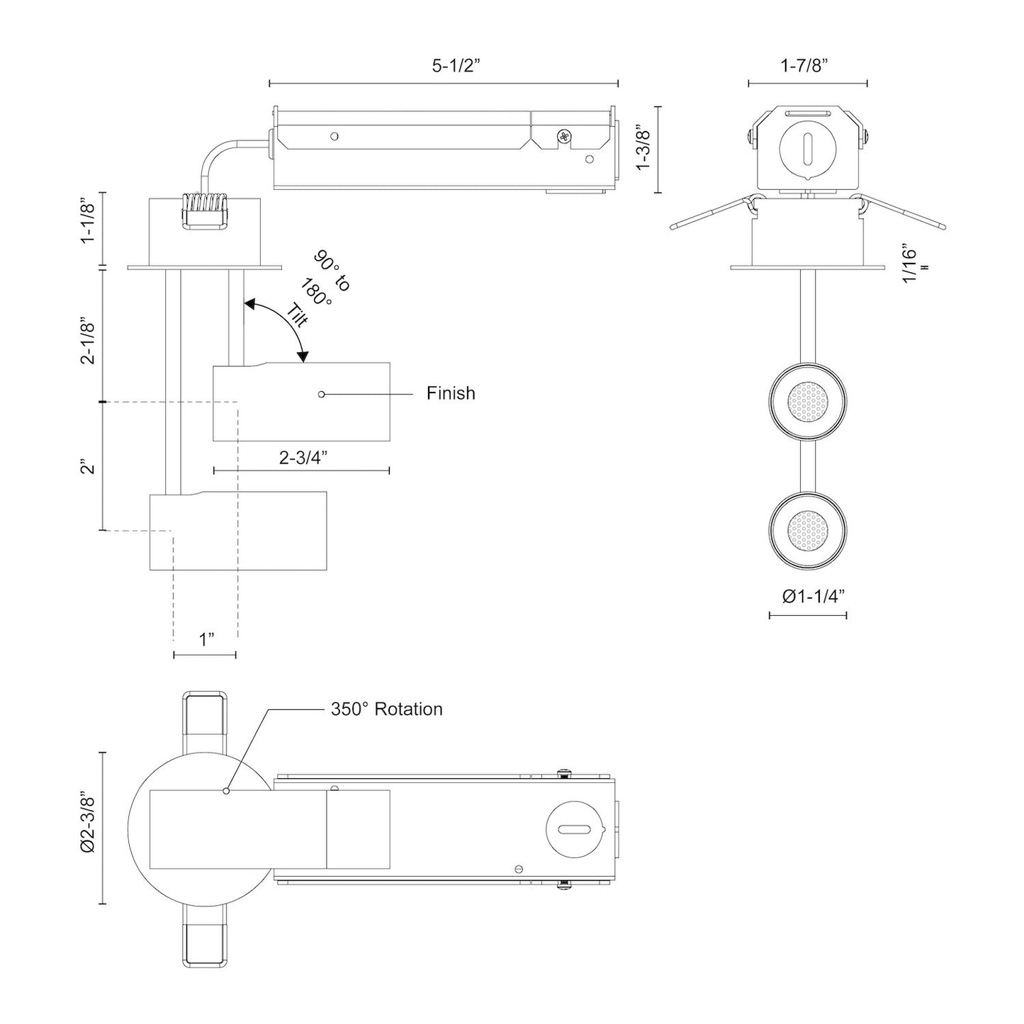 Downey 2-in Semi-Flush Mount