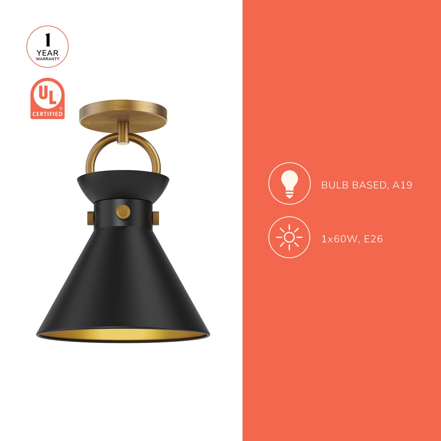 Emerson 9-in Semi-Flush Mount