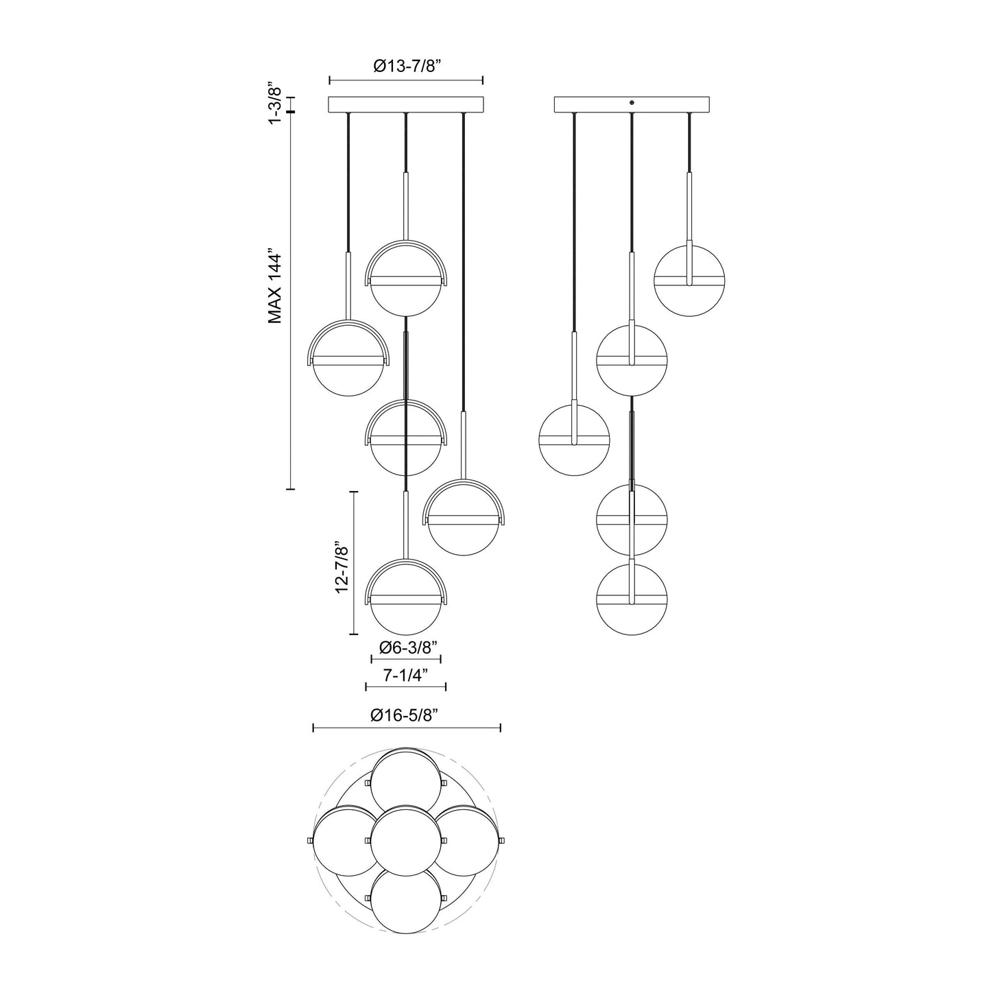 Globo 5 Head Multi Pendant