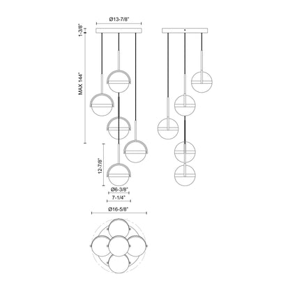 Globo 5 Head Multi Pendant