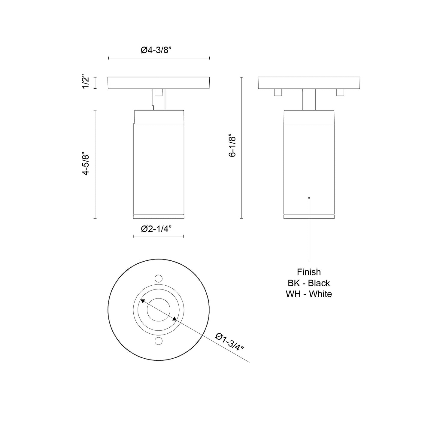 Lorna 6-in (2-in Dia.) Adjustable Ceiling Mount