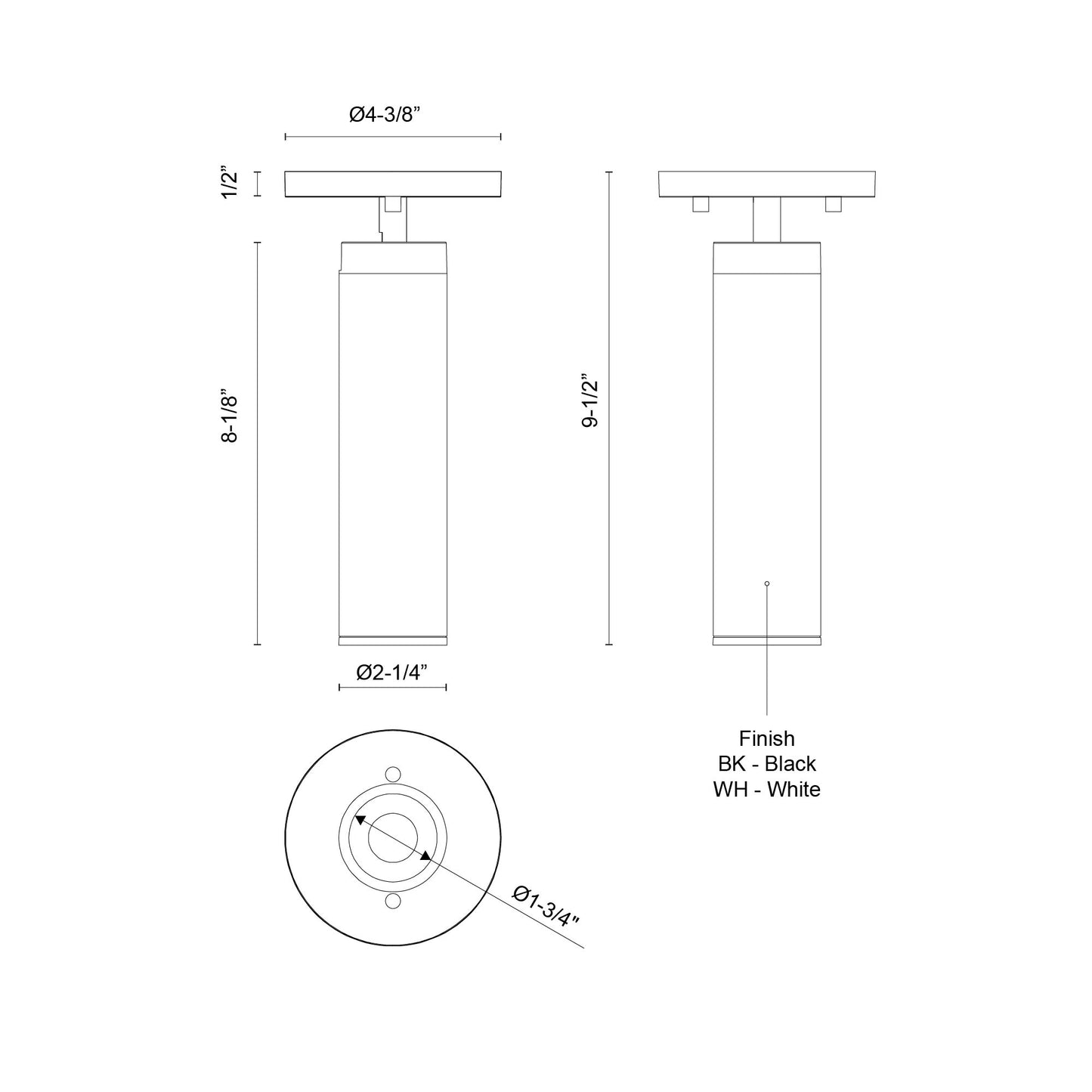 Lorna 9-in (2-in Dia.) Adjustable Ceiling Mount