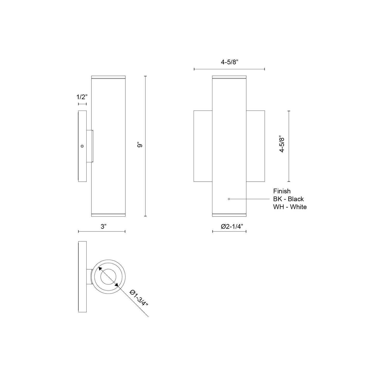 Lorna 9-in (2-in Dia.) Wall Sconce Up/Down Light