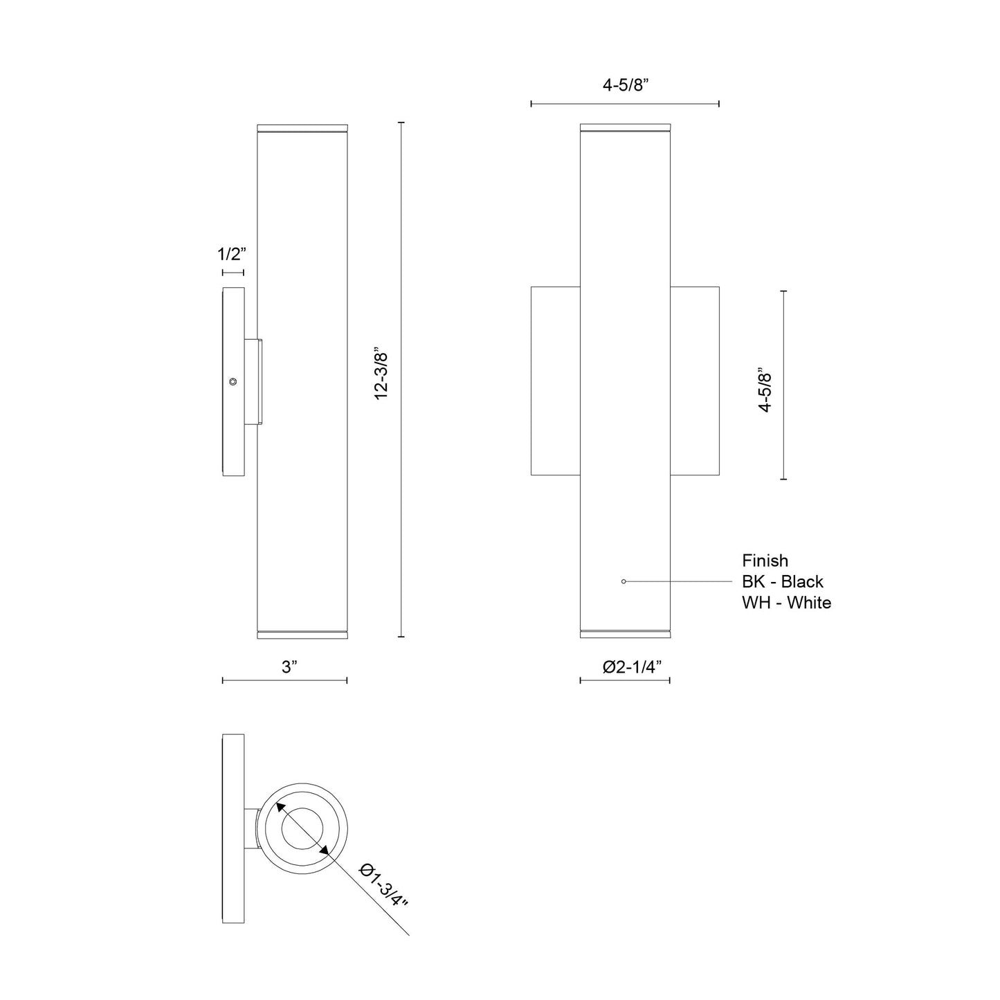 Lorna 12-in (2-in Dia.) Wall Sconce Up/Down Light