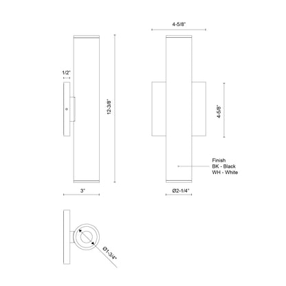 Lorna 12-in (2-in Dia.) Wall Sconce Up/Down Light