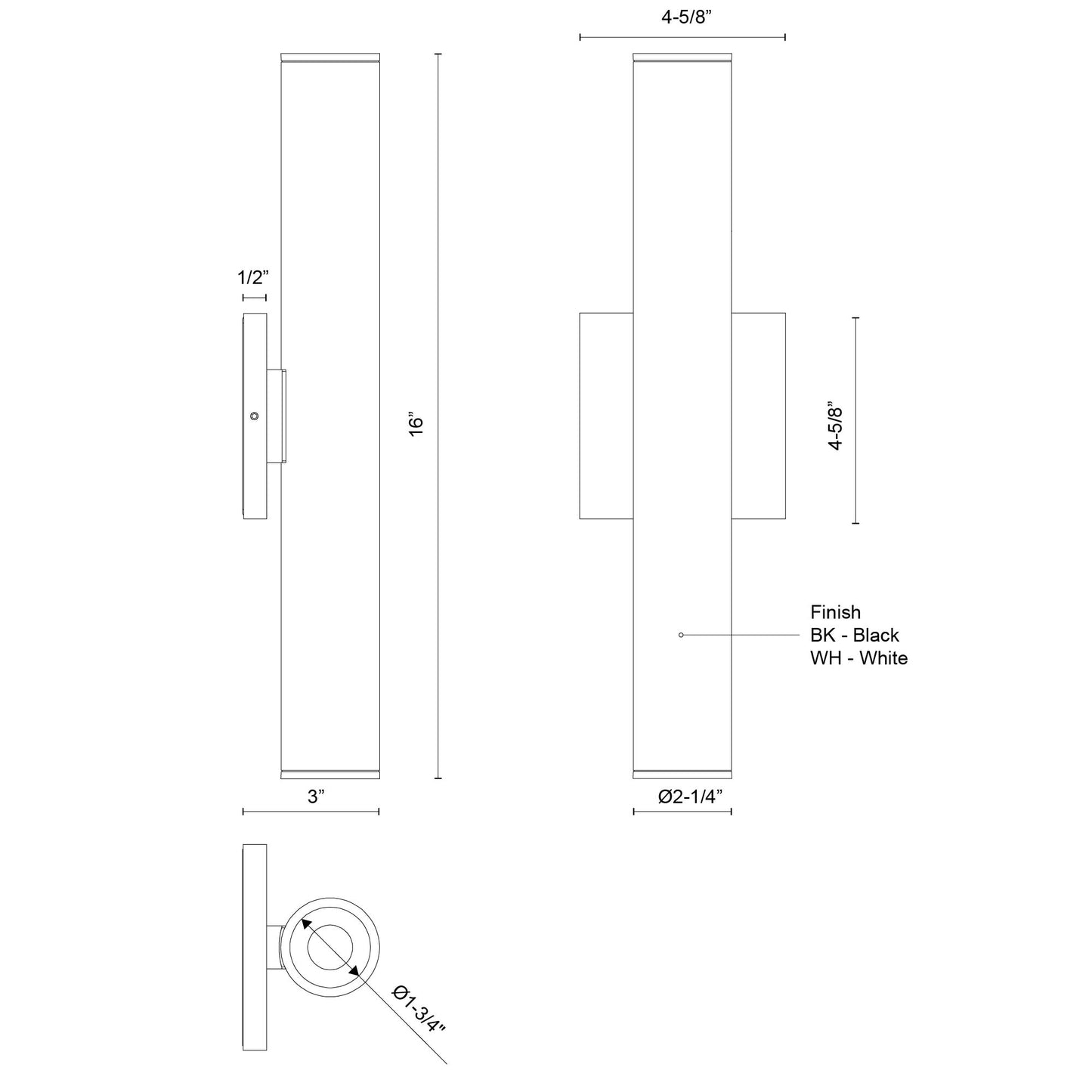 Lorna 16-in (2-in Dia.) Wall Sconce Up/Down Light