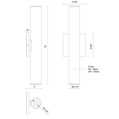 Lorna 16-in (2-in Dia.) Wall Sconce Up/Down Light