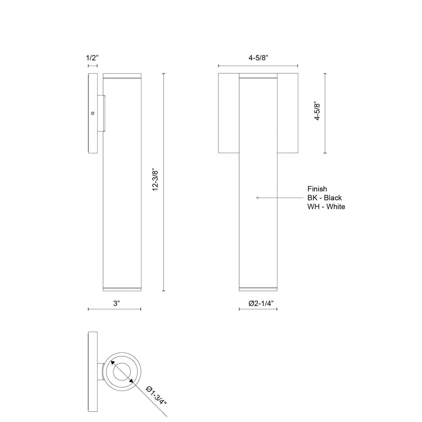 Lorna 12-in (2-in Dia.) Exterior Wall Sconce