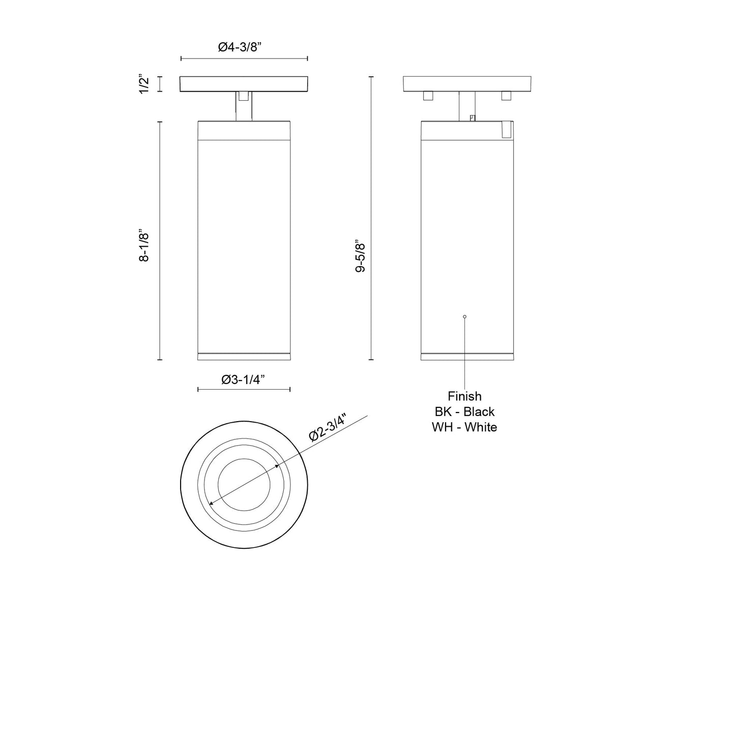 Lorna 9-in (3-in Dia.) Adjustable Ceiling Mount