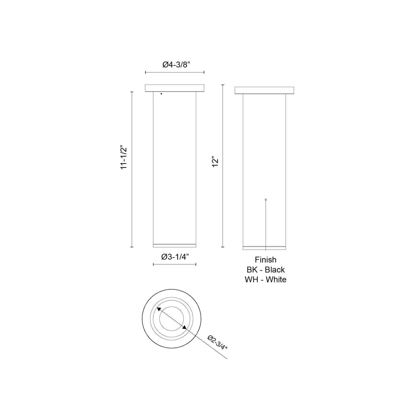 Lorna 12-in (3-in Dia.) Ceiling Mount