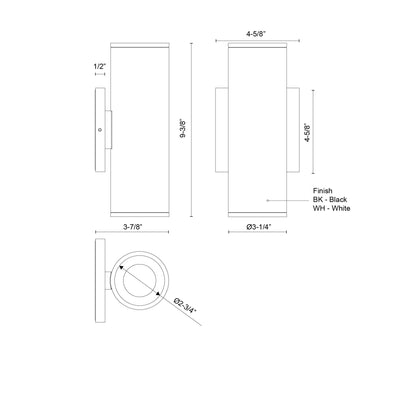 Lorna 9-in (3-in Dia.) Wall Sconce Up/Down Light