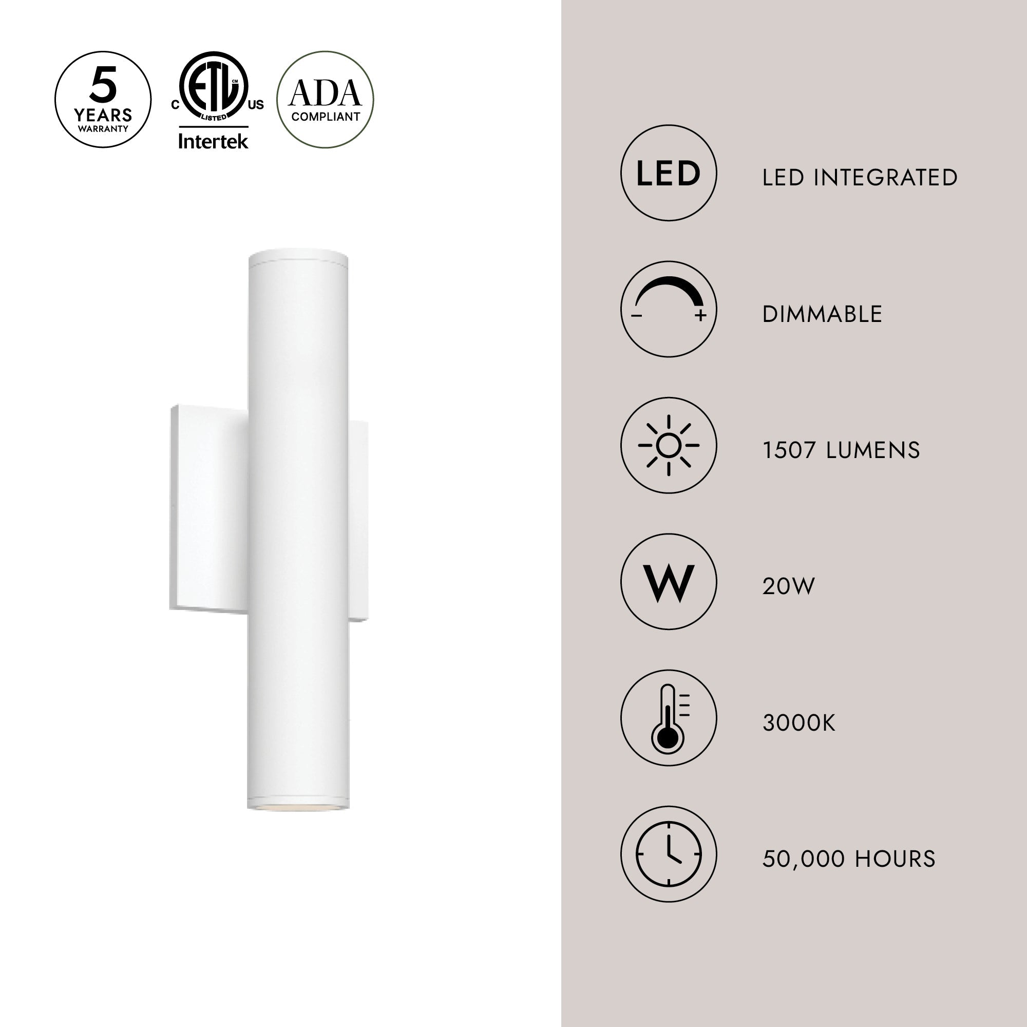 Lorna 12-in (2-in Dia.) Wall Sconce Up/Down Light – Kuzco Lighting