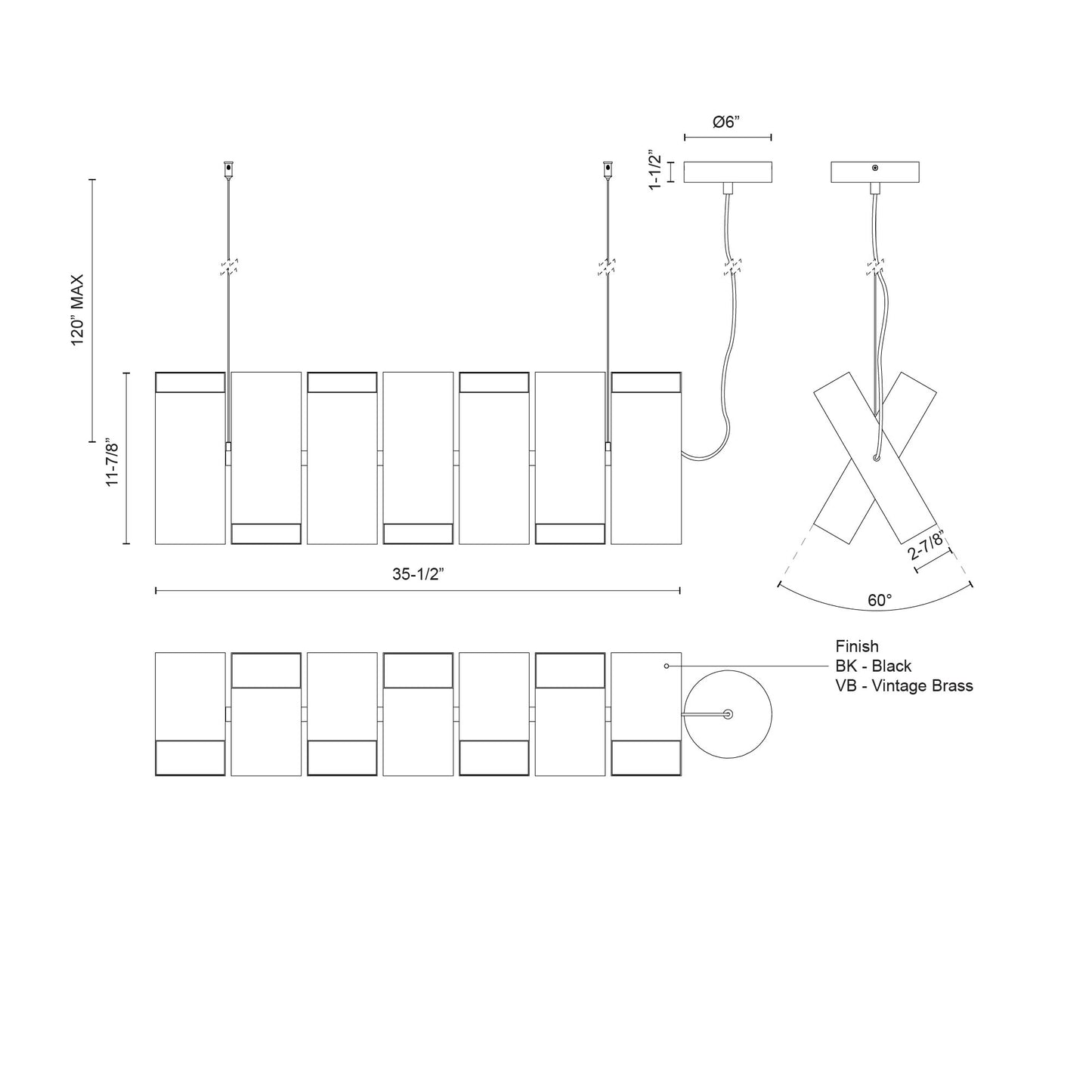 Domino 35-in Linear Pendant