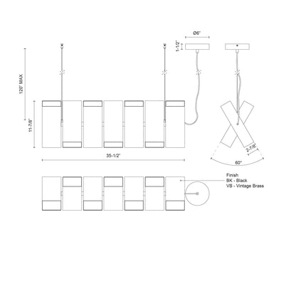 Domino 35-in Linear Pendant