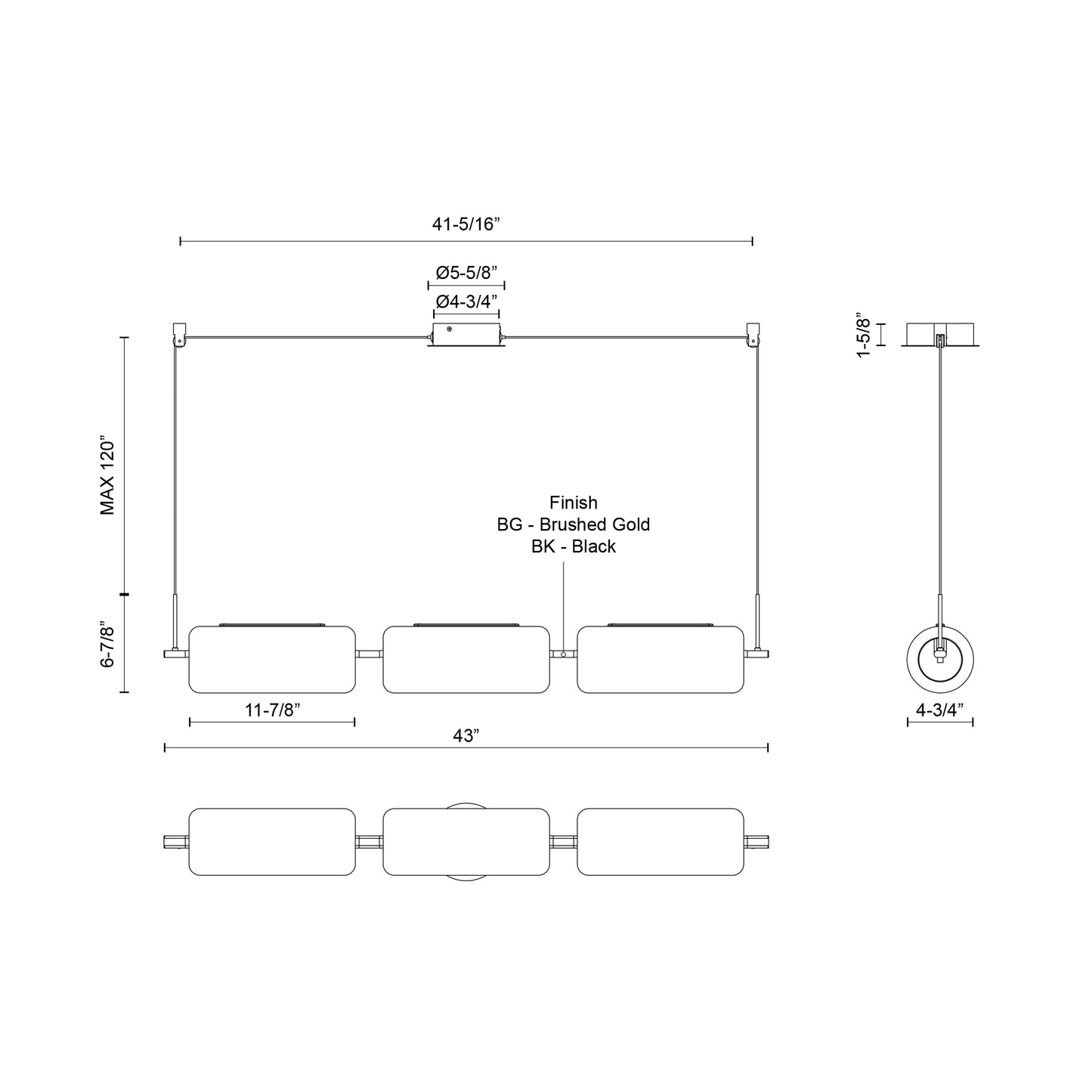 Hilo 43-in Linear Pendant