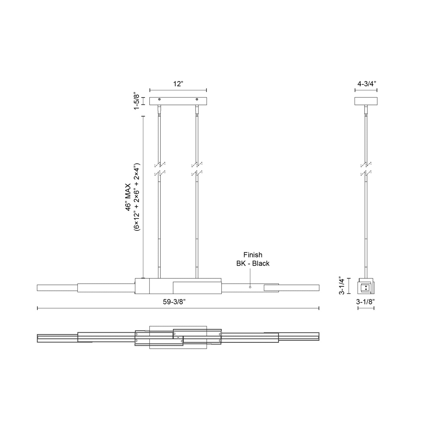 Enzo 60-in Linear Pendant