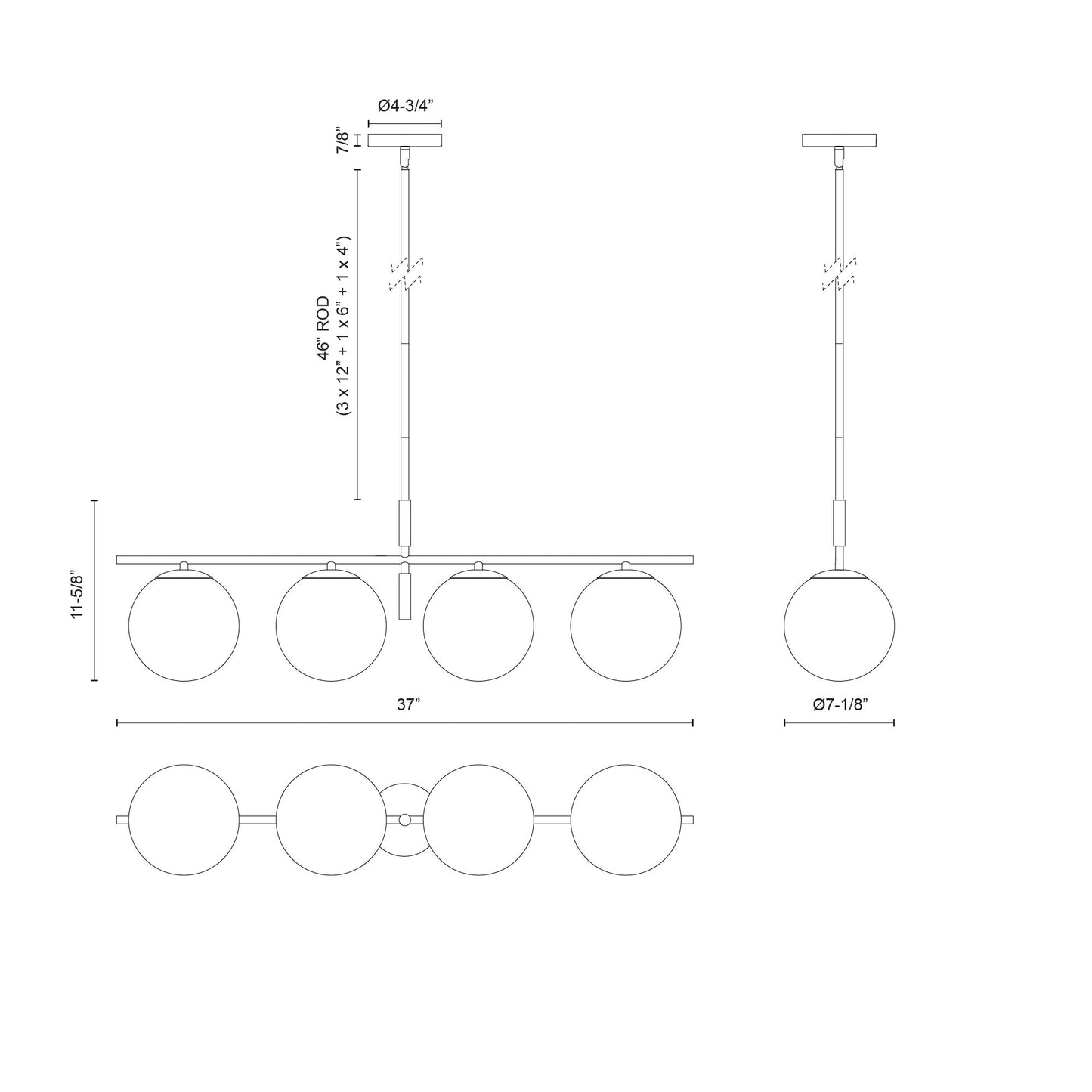 Zuri 37-in Linear Pendant