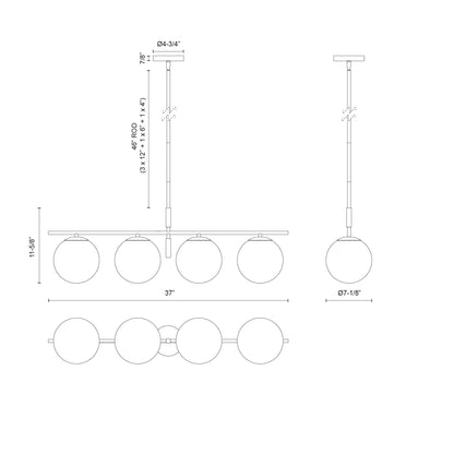 Zuri 37-in Linear Pendant