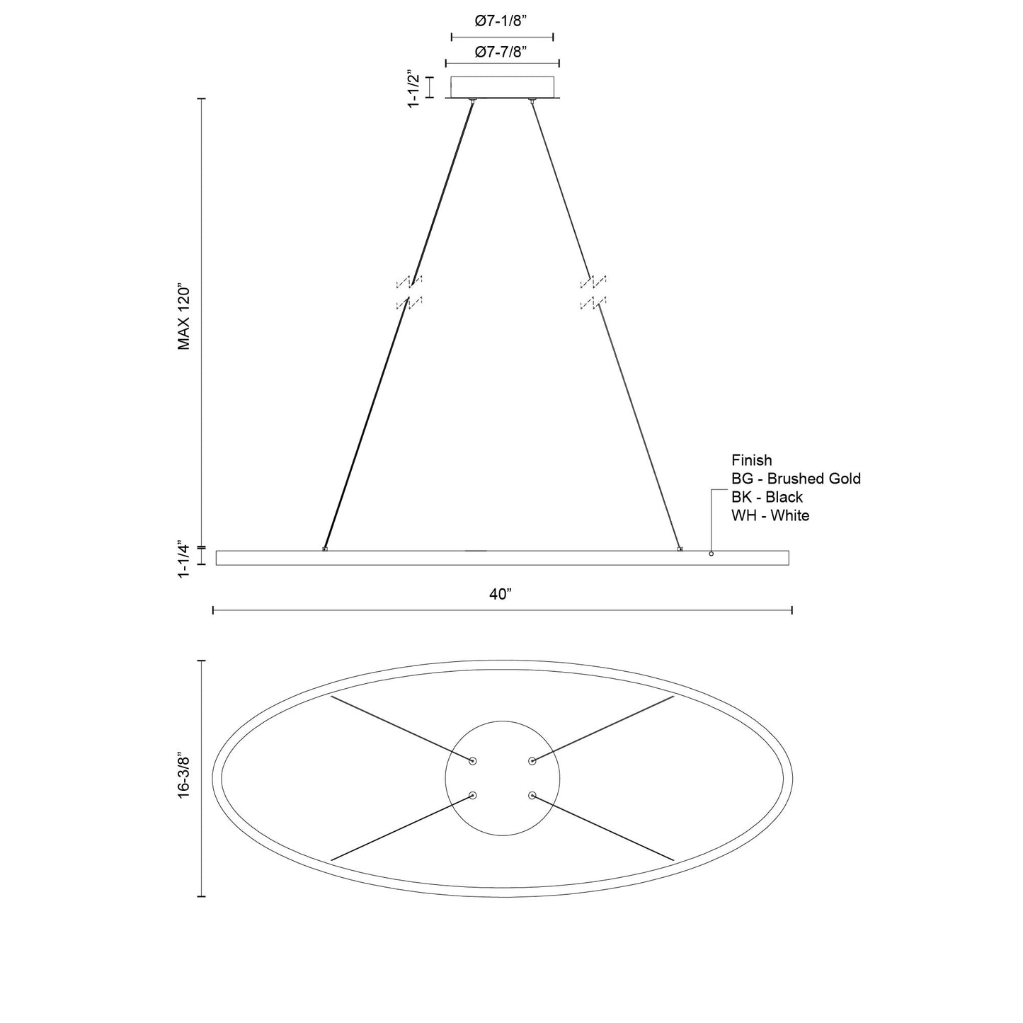 Ovale 40-in Linear Pendant