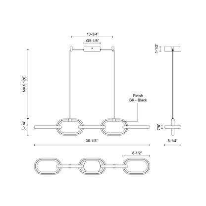 Airen 36-in Linear Pendant