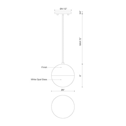 Monae 6-in Pendant