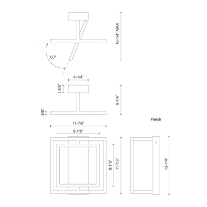 Mondrian 12-in Semi-Flush Mount