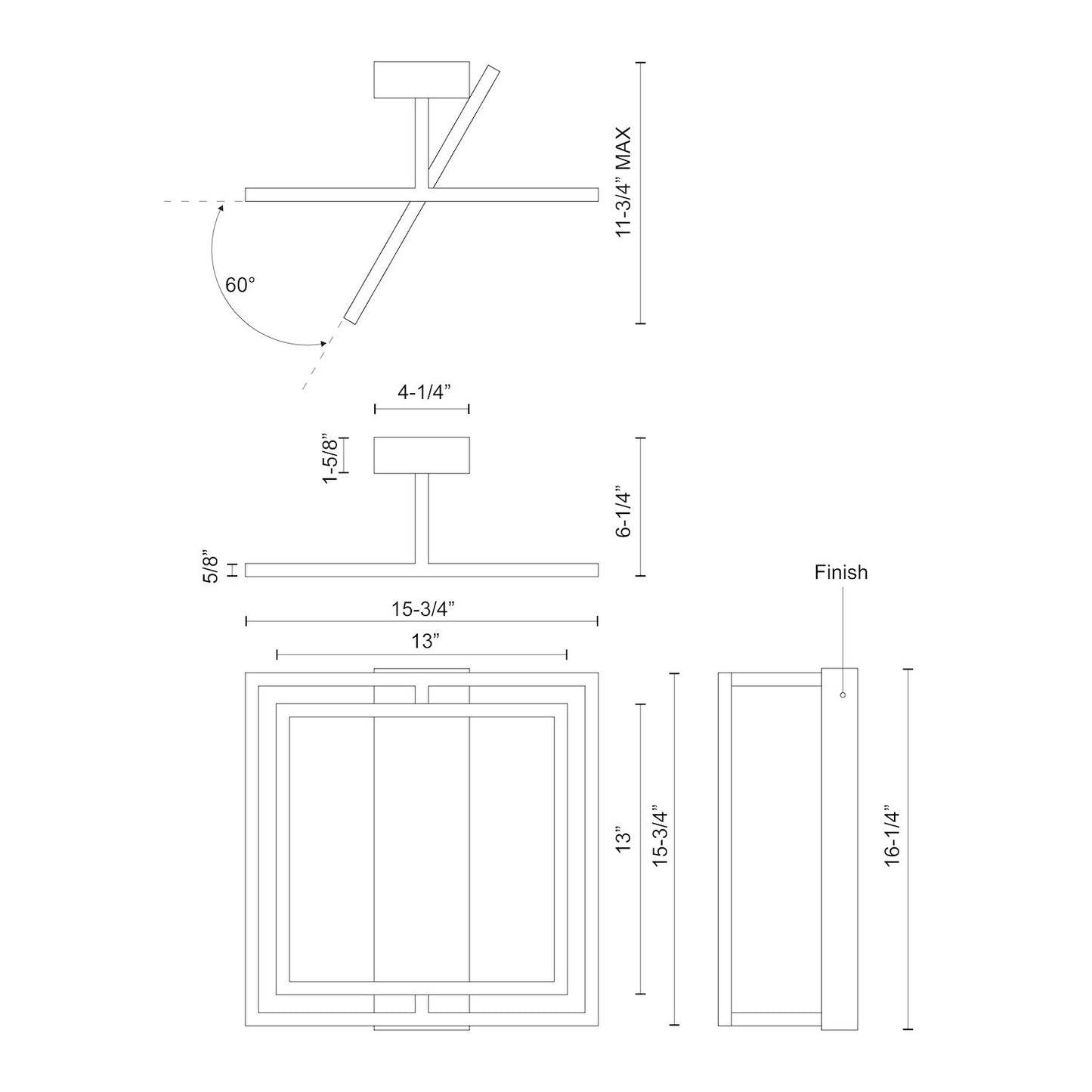 Mondrian 16-in Semi-Flush Mount