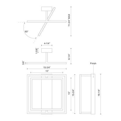 Mondrian 16-in Semi-Flush Mount